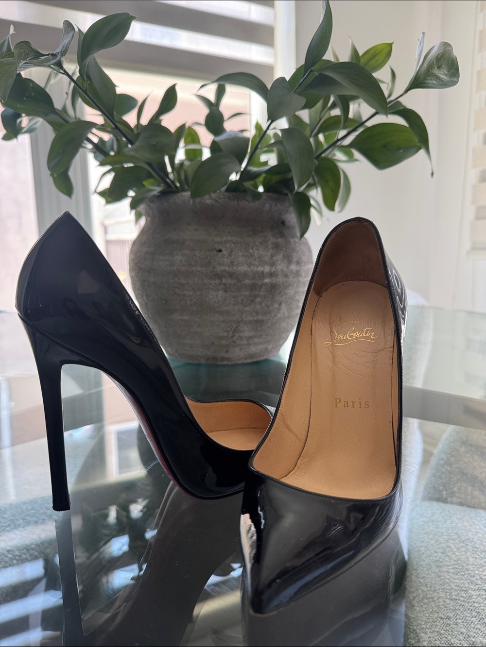 Christian Louboutin Black Patent Leather Pointed Toe Stiletto Pumps